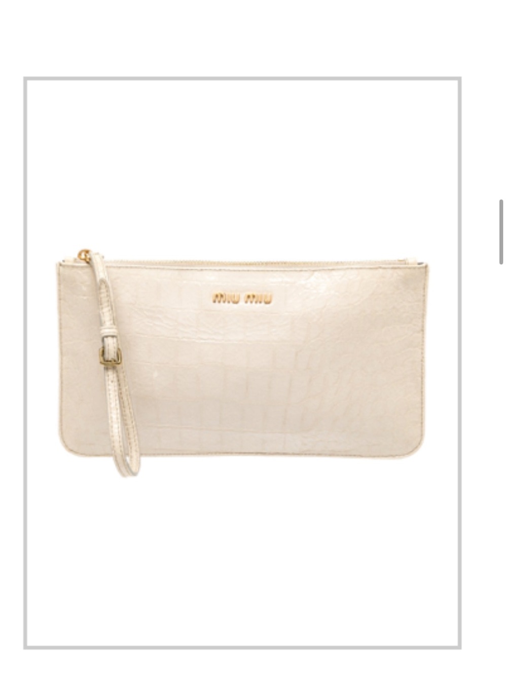 Miu Miu Cream Leather Wristlet Clutch